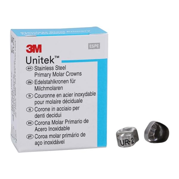 3M Solventum 900122 Unitek Crowns Stainless Steel Primary 1st Molar #2 Upper Right 5/Pk 3M Solventum 900122 Unitek Crowns Stainless Steel Primary 1st Molar #2 Upper Right 5/Pk